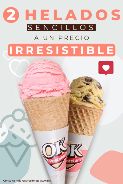 2 HELADOS SENCILLOS POR $65.00
