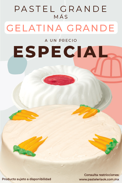 MOMENTO DE CELEBRAR - PASTEL GRANDE + GELATINA GRANDE A UN PRECIO ESPECIAL